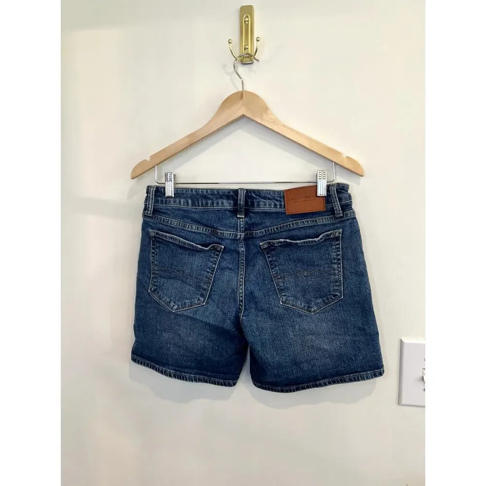 Lucky Brand The Roll Up Denim Size 6/28 Medium Wash Stretch Bermuda Shorts
